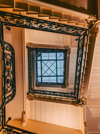 Directly below shot of spiral staircase of building