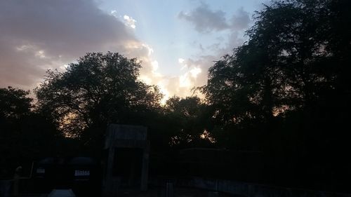 Silhouette trees against sky during sunset