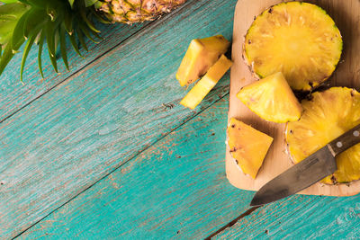 Close-up of fruits on cutting board