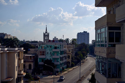 View of buildings in city against sky