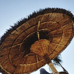 Low angle view of roof against clear sky