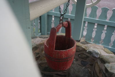 Close-up of red object on wall
