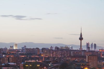 View of cityscape against sky during sunset