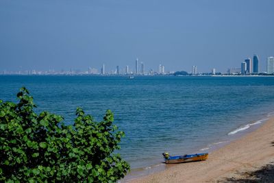 Scenic view of sea against clear sky