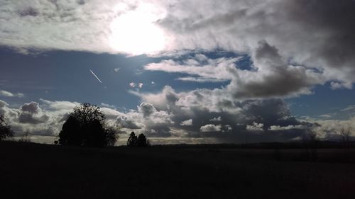 Scenic view of landscape against cloudy sky