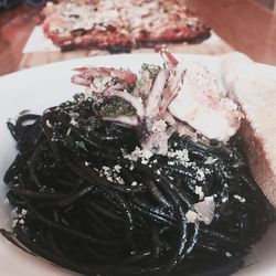 Close-up of served food in plate