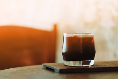 Close-up of coffee cup on table