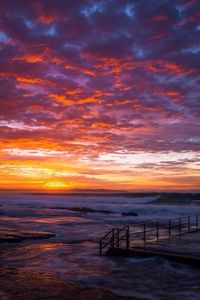 Scenic view of sea against dramatic sky