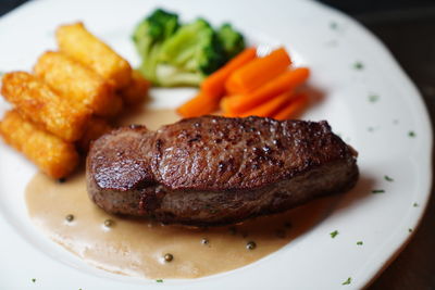 Close-up of meal served in plate