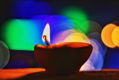 Close-up of illuminated candles