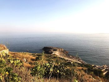 Scenic view of sea against clear sky