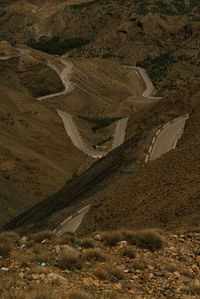 High angle view of road on land