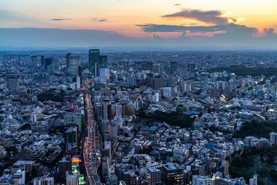 Aerial view of buildings in city