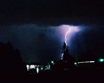 Lightning in sky at night