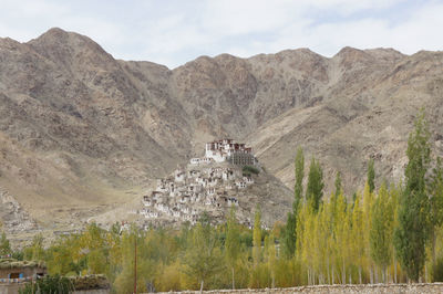 Low angle view of mountains against sky