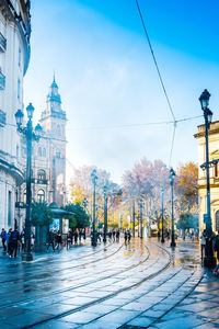 People on street in city