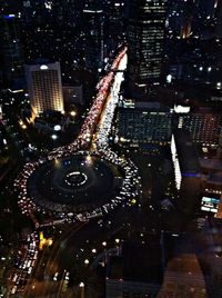 View of city street at night