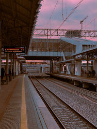 Railroad station platform against sky