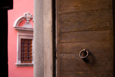Close-up of closed door of building