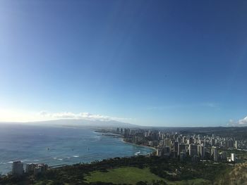 Scenic view of sea and city against sky