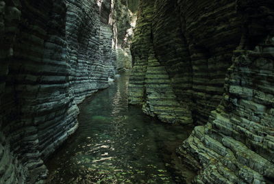 View of river flowing through canyon