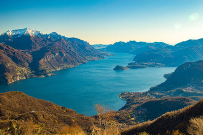 Panorama on the upper lake of como, with  gera lario, domaso, and the mountains that overlook them.