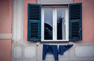 Closed door of building