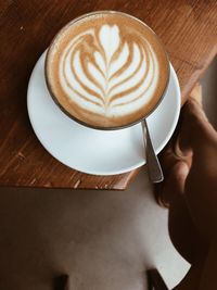 High angle view of coffee on table