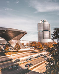 Modern buildings in city against sky