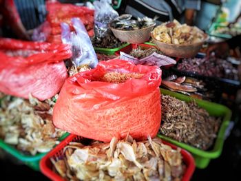 Close-up of seafood in market