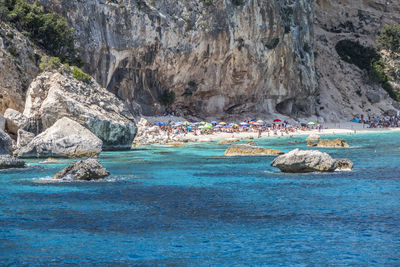 Sardinian beach in gulf of orosei with turquoise water