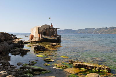 View of calm sea against clear sky
