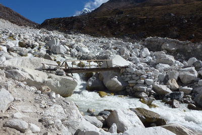 Rocks in mountains against sky