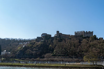 View of fort against clear blue sky