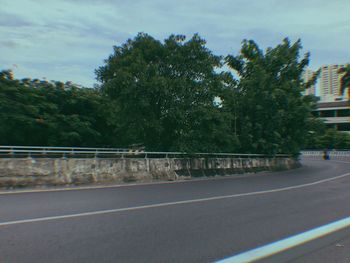 Road by trees against sky