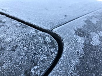 Close-up of snow on car