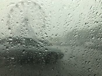 Full frame shot of raindrops on glass window