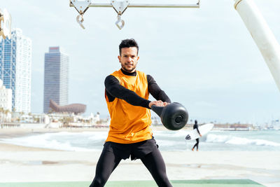 Portrait of man exercising outdoors