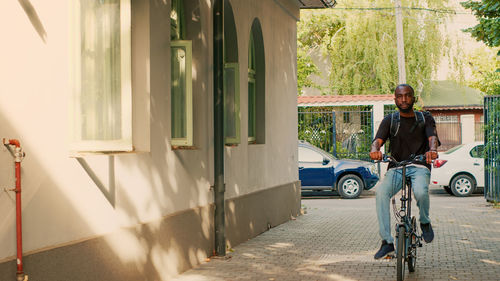 Man riding bicycle