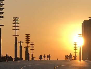 View of city at sunset