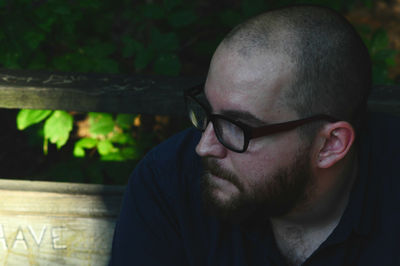 Close-up of man wearing eyeglasses