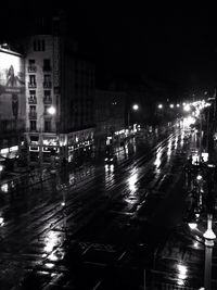 Traffic on city street at night