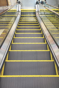 High angle view of escalator