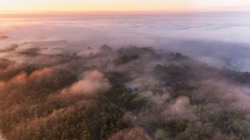 Aerial view of cloudscape against sky during sunset