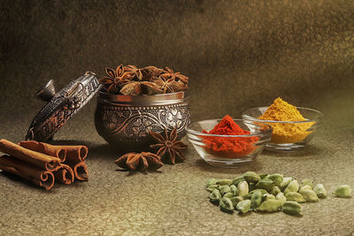 Close-up of food on table