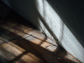 High angle view of wooden floor