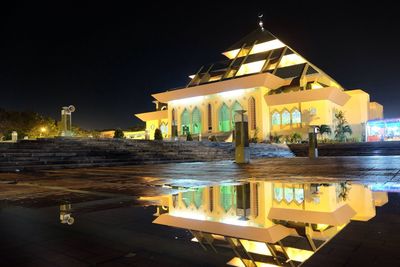 Illuminated built structure at night