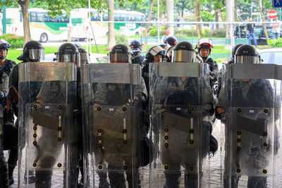 Group of soldiers with protective equipment