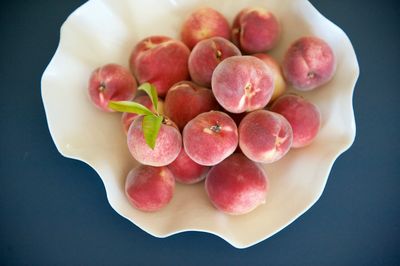 High angle view of grapes on table