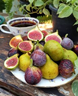 High angle view of fruits on table